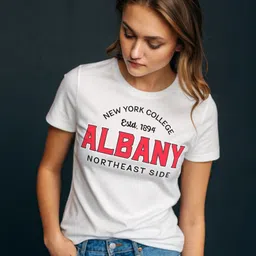 DressBerry Women Typography Printed V-Neck Drop-Shoulder Sleeves Bio Finish Pockets Slim Fit T-shirt-image-21