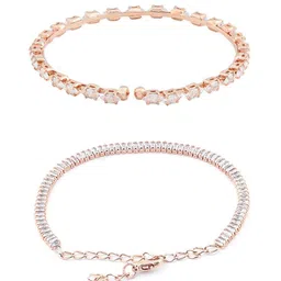 Zaveri Pearls Set Of 2 Rose Gold-Plated Cubic Zirconia Studded Wraparound Bracelet image 4