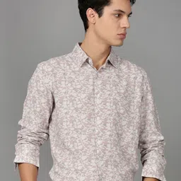 British Club Smart Slim Fit Floral Printed Cotton Casual Shirt-image-61
