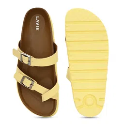 Lavie Women PU Solid Open Toe Flats with Buckles Flats image 3