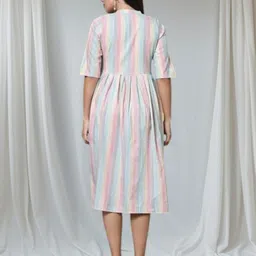 kfashiob Women Fit and Flare White Midi/Calf Length Dress image 2