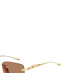 SPADEACES Unisex Kids Brown Lens & Gold-Toned Rectangle Sunglasses with image 3