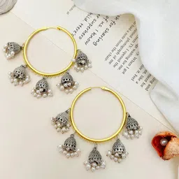 ABDESIGNS Gold-Plated Stone Studded Classic Hoop Earrings-picture-31