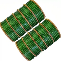 zsp Green Glass Artificial Stones Bangle image 3