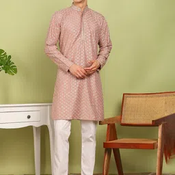 FUBAR Ethnic Motifs Embroidered Thread Work Straight Kurta With Pyjamas-picture-35