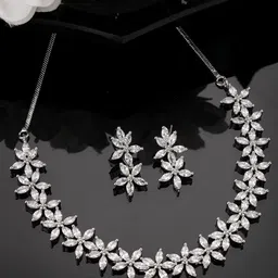 Anouk Silver-Plated Cubic Zirconia- Studded Jewellery Set-image-5