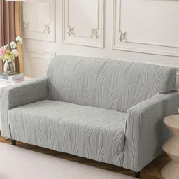House Of QuirkDouble Seater Jacquard Waterproof Crizzle Pattern Fabric Sofa Cover-image-11