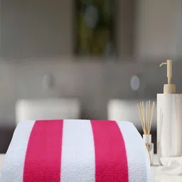 AAZEEM Pink & White Striped Terry Cotton 150 GSM Bath Towel-picture-28