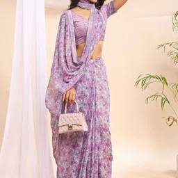 Leelavati Floral Printed Pure Chiffon Saree image 2