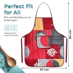 HOMESTIC 3-PcsRed Printed Waterproof Apron With Front Pocket image 5
