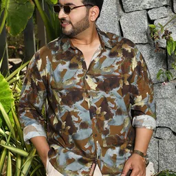 Instafab Plus Comfort Abstract Printed Spread Collar Long Sleeves Shirt image 4