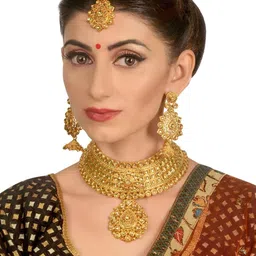 VATSALYA creation Alloy Gold- plated Gold Bronze Jewellery Set image 1