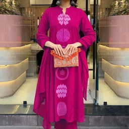 Anni Designer Women Geometric Printed A-Line Kurta with Trousers & Dupatta image 3