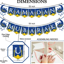 zyozi Ramadan Mubarak Banner,Ramadan Mubarak Decoration,Ramadan Mubarak Party Banner image 2