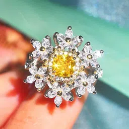 Designs & You Silver-Plated Cubic Zirconia-Studded Adjustable Finger Ring image 2