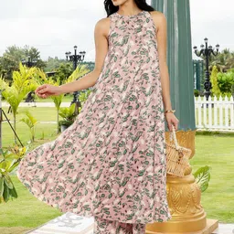 QISSA Floral Printed Asymmetric Kurta With Trousers-image-69