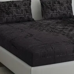 Monte Carlo Charcoal Geometric 300 TC Double Bedsheet - 2.30 M x 2.50 M 435 GSM-image-20