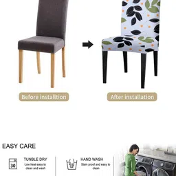 Cortina Set Of 6 Grey & Black Printed Chair Cover image 5