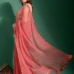 all about you all about youWomen Leheriya Poly Chiffon Designer Saree image 4