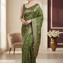 THREAD BOX Woven Design Zari Silk Blend Banarasi Saree-picture-28