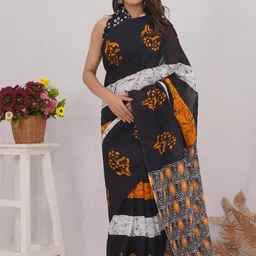 Vanedik Batik Pure Cotton Block Print Saree-picture-27