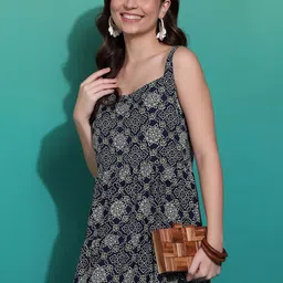 KETAKI FASHION Floral Print Crepe Fit & Flare Midi Dress image 4