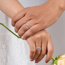 JOKER & WITCH Unisex Set Of 2 Stones Studded Lou & Will Crown Style Couple Rings image 5