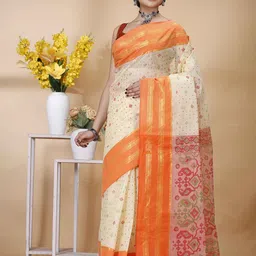 SRILOK Floral Zari Pure Cotton Taant Saree-picture-25