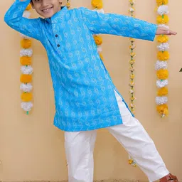 UNBIND Boys Regular Pure Cotton Kurta with Churidar image 3