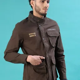 V-Mart Men Stand Collar Solid Open Front Jacket image 5