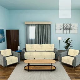 Aura Cream-Coloured Cotton Sofa Cover-image-61