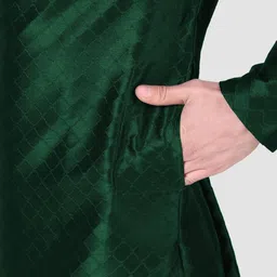 PulseIQ Men Green Art Silk Kurta Sets image 5