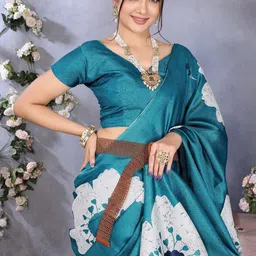 priyashi Floral Art Silk Designer Bhagalpuri Saree image 3