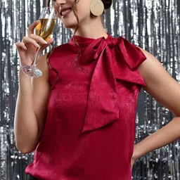 Justin Whyte Tie-Up Neck Top-image-11