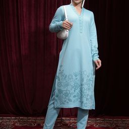 Vishudh Women Printed Regular Kurta with Trousers-picture-3