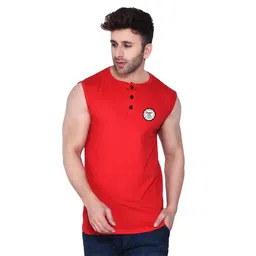 BEYOU FASHION Henley Neck Sleeveless Slim Fit T-shirt-picture-14