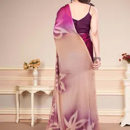 BilloRani Floral Printed Pure Chiffon Saree With Unstiched Blouse Piece image 4