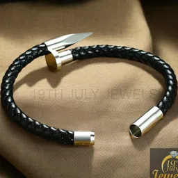 19TH JULY JEWELS Silver-Plated Leather Bracelet-image-85