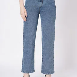 Kraus Jeans Women Straight Fit High-Rise Light Fade Jeans image 1