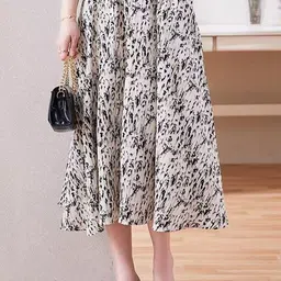 StyleCast Abstract Printed Opaque Flared Midi Skirt-picture-11