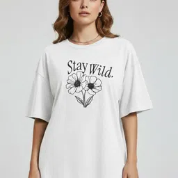 Calm Down Women Floral Printed T-shirt-image-78