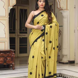 JAIPURI PRINT Polka Dot Pure Cotton Saree image 1