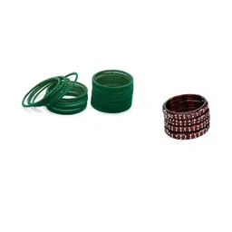 Somil Classic Combo Glass Bangles | Simple Chudi Set For Women & Girls | Daily Use & Special Occasions, Combo Of 2 Set, Green, Maroon-picture-44