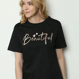 Moda Rapido Women Typography Printed T-shirt-image-24