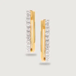 Mia by Tanishq 18KT Yellow Gold Natural Diamond Hoop Earrings - 3.445 gm image 5