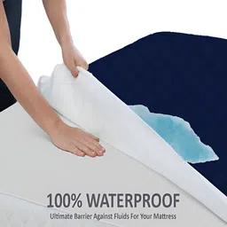 Mattress Protector Navy Blue Quilted Cotton Waterproof Mattress Protector image 3