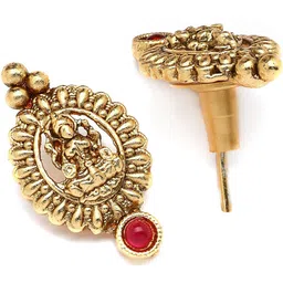 KARATCART Gold-Plated Stone Studded Goddess Laxmi Mata Coin Temple Jewellery Set image 4