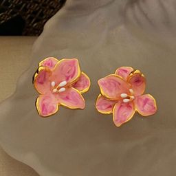 VAGHBHATT Gold Plated Enamelled Floral Studs-picture-26
