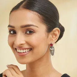 Fabindia Teardrop Shaped Metal Drop Earrings image 2