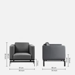 trevi furniture Etternia Leatherette 1 Seater Sofa In Grey Colour image 2